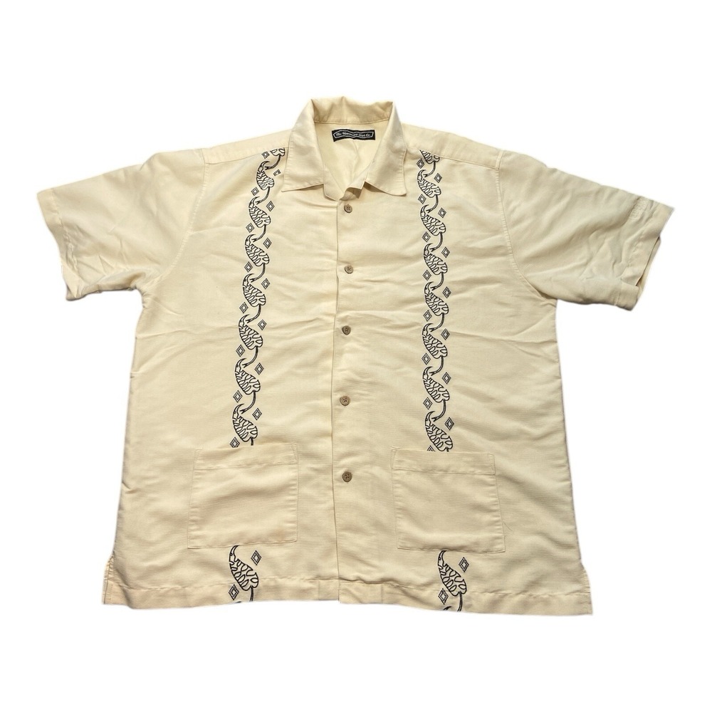 The Havanera Co Shirt Mens SiE XL Light Yellow Short Sleeve Button Up Hawaiian‎